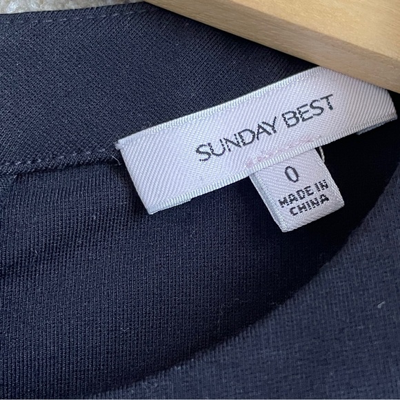 Aritzia Sunday Best Ruffle Hem Dress Black Short Sleeve Crewneck Women’s Size 0 - Picture 4 of 10